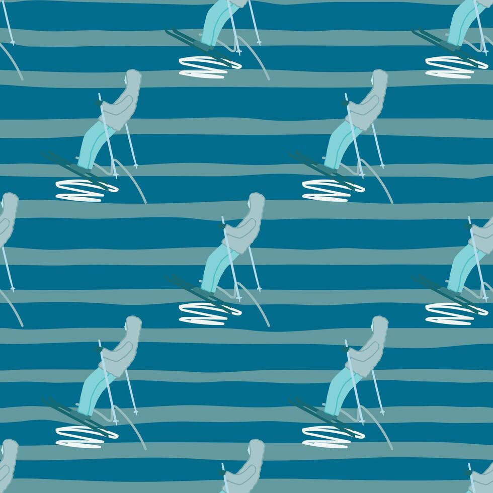 Seamless pattern of skier. vector
