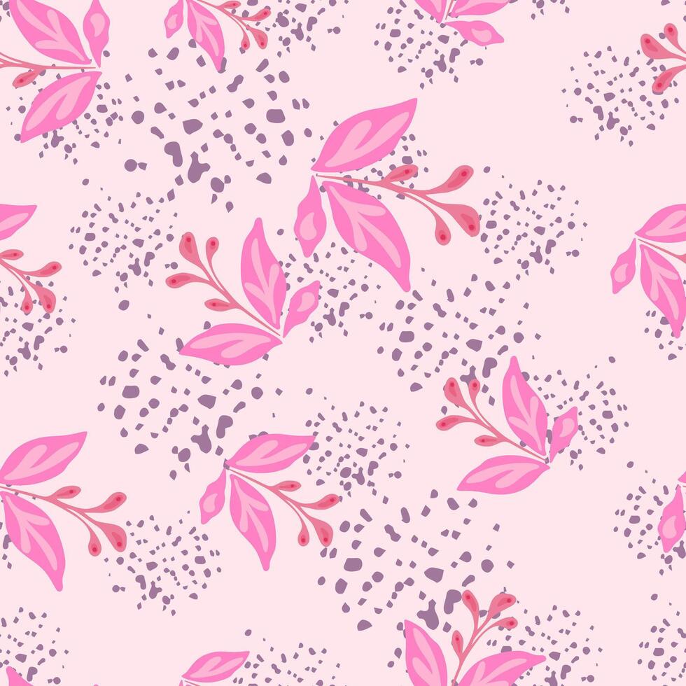 Elegant seamless pattern featuring hand-drawn leaves and florals. vector