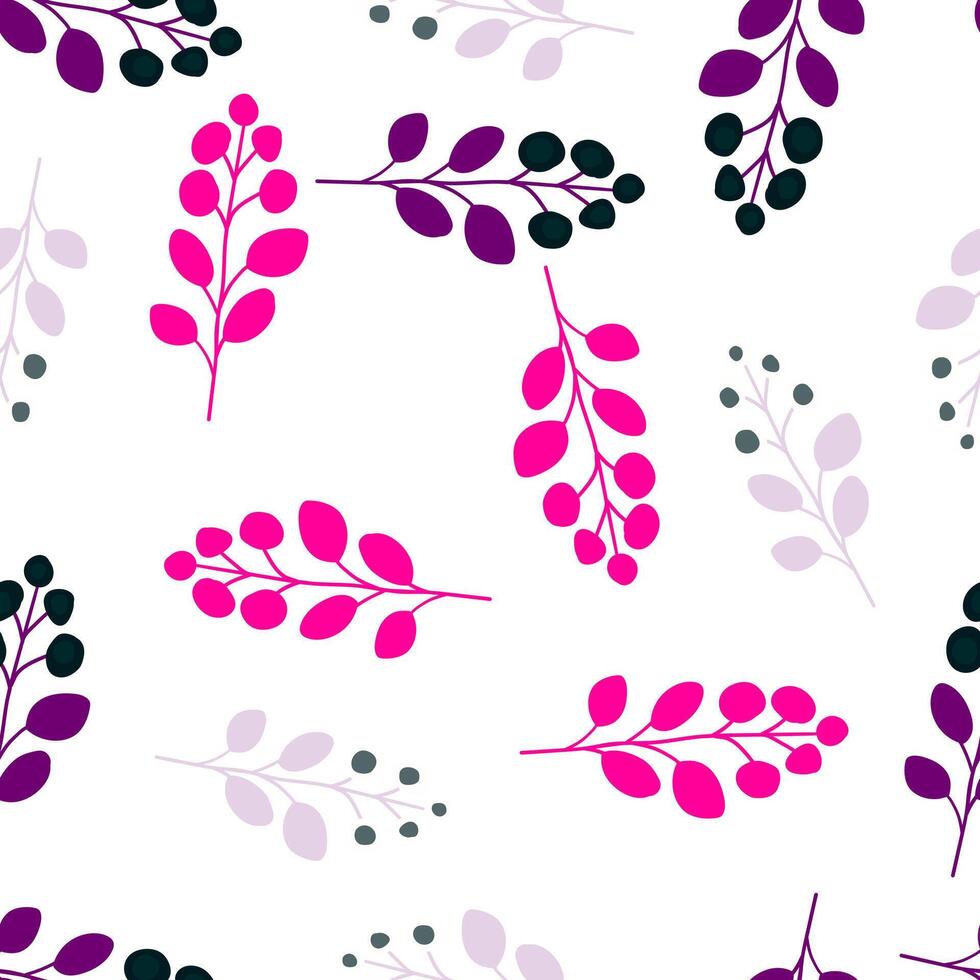 Romantic and bright floral pattern with hand-drawn petals and leaves. vector