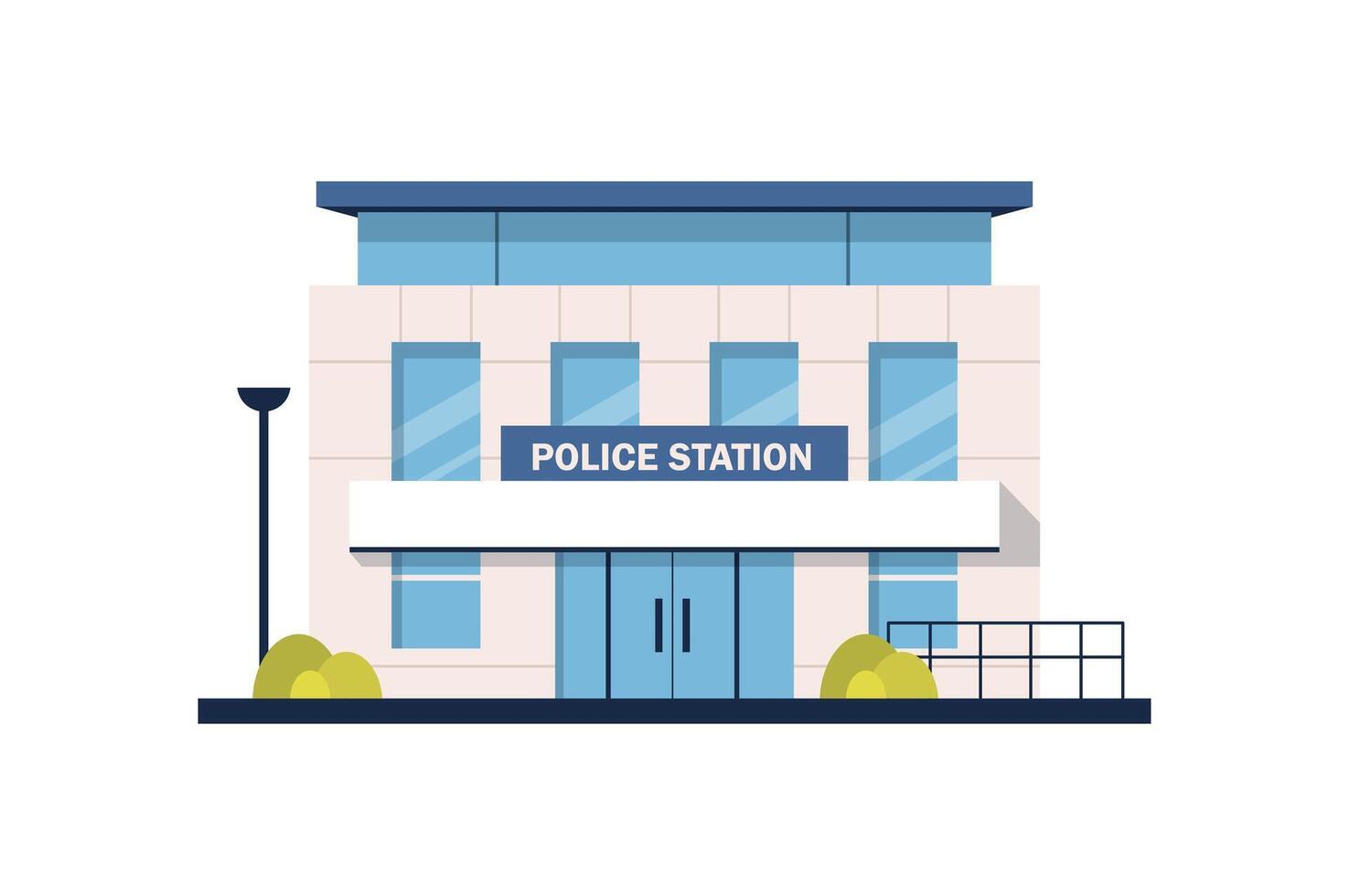 City police station department building isolated on white background in flat style vector