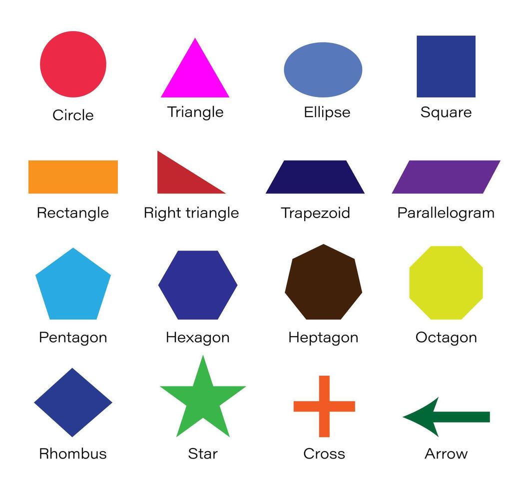 Geometric colorful shapes for preschool kids. vector