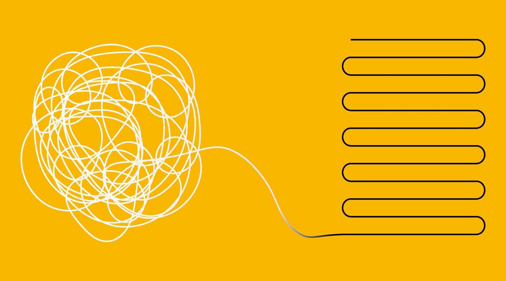 Tangle and untangle, psychotherapy and psychology concept vector line illustration.