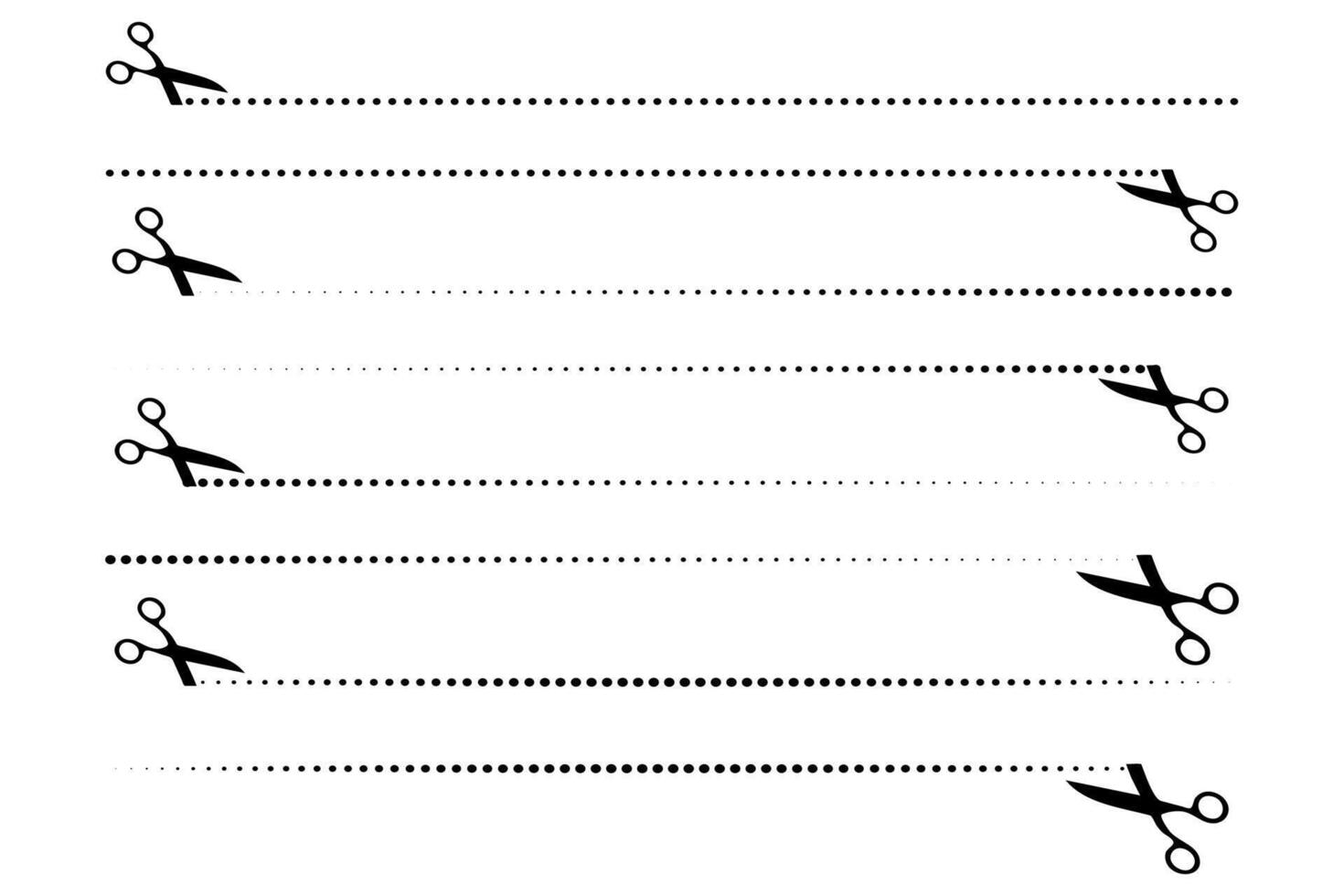 Vector scissors icon, dotted lines with scissors symbols, cutting line with scissors.
