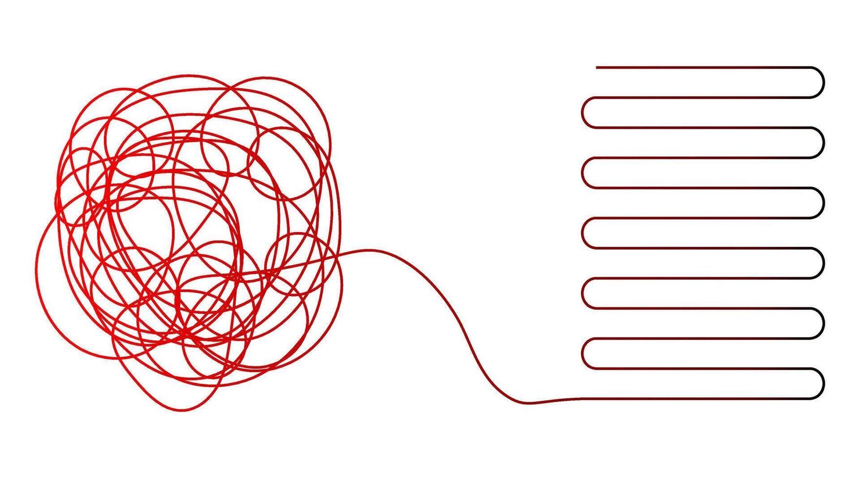 Tangle and untangle, psychotherapy and psychology concept vector line illustration.
