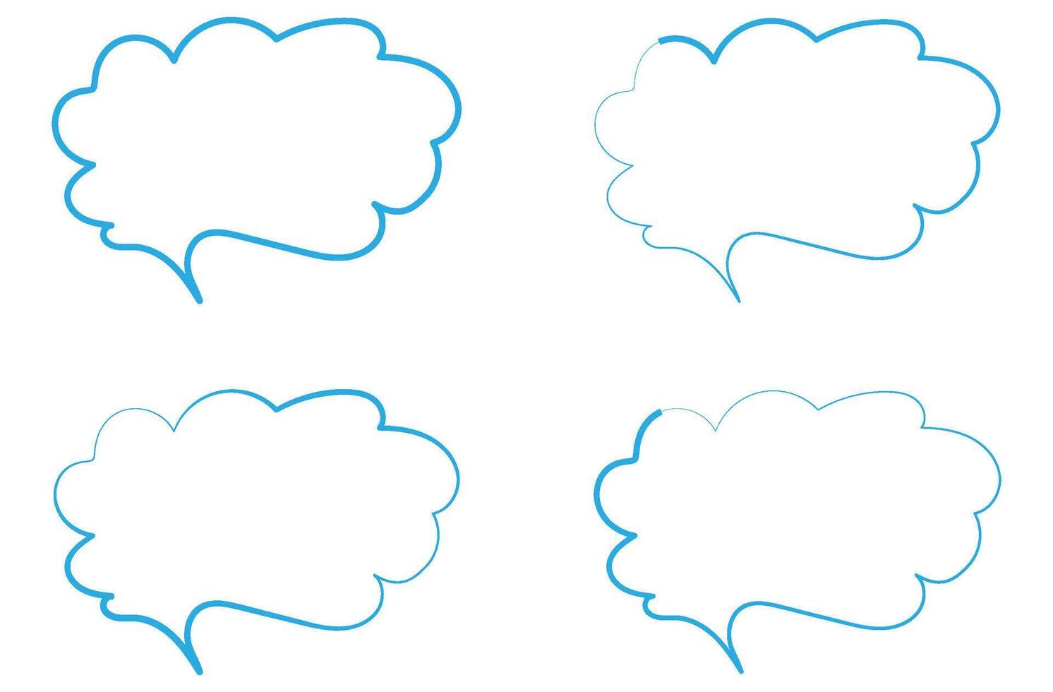 Manga speech bubbles element hand drawn empty speech chat box. vector