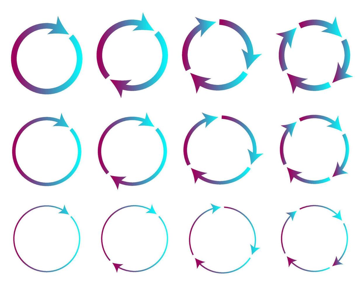 diferente circular y diferente grosor circular flechas firmar símbolos vector ilustración.