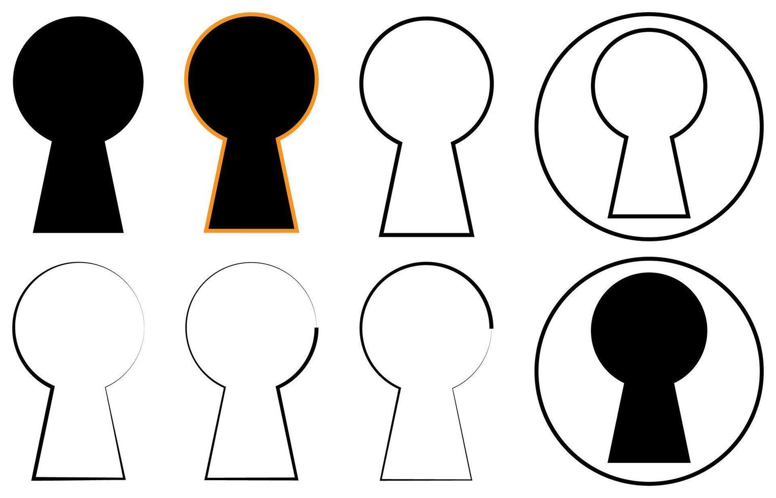 Keyhole icon, door keyhole icon set vector. vector