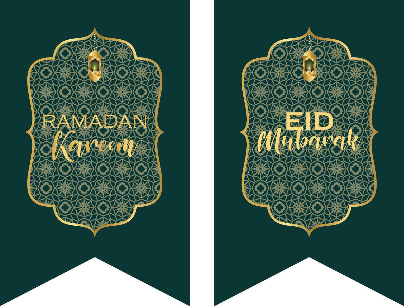 Ramadan Kareem Eid Mubarak Garland Bunting Poster Background Green vector