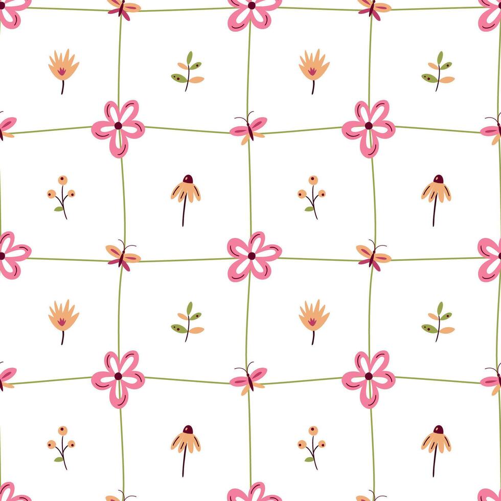 Floral seamless pattern in pink and viva magenta colours. For surface or textile design, covers, wallpapers, print. Spring holidays, wedding or birthday cards, mother day greeting vector