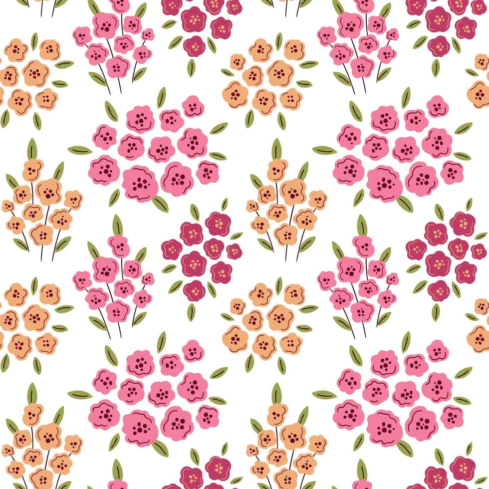 floral sin costura modelo en rosado y Viva magenta colores. para superficie o textil diseño, cubiertas, fondos de pantalla, impresión. primavera vacaciones, Boda o cumpleaños tarjetas, madre día saludo vector