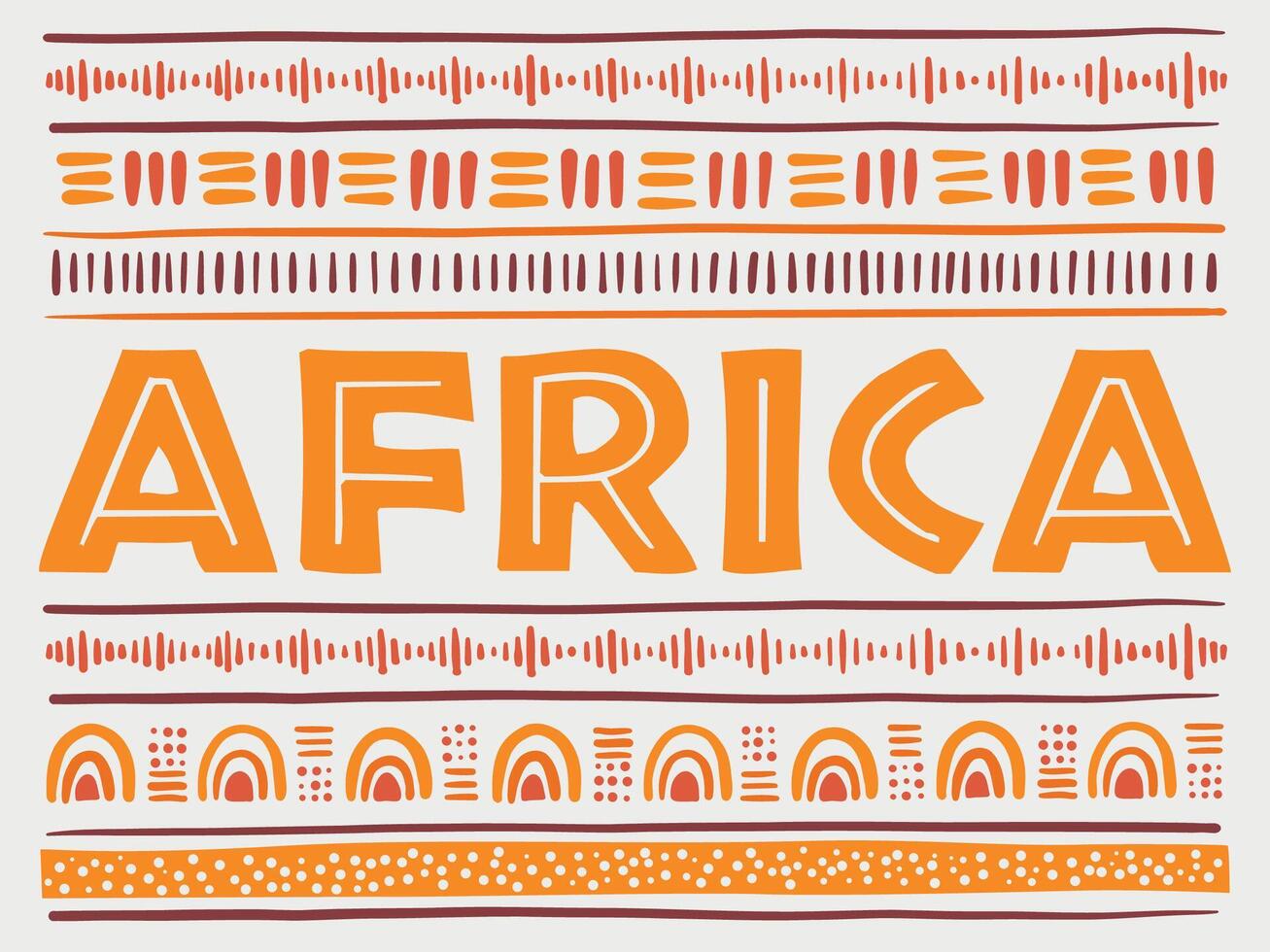 Africa concept. Stylised African Pattern on light background. Ethnic and Tribal Motifs. Hand drawn. Horizontal stripes. For banner, poster, flyer. Vector illustration