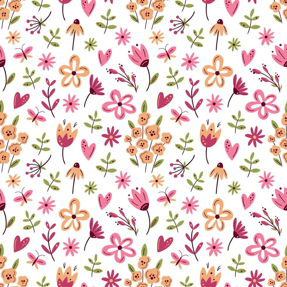 floral sin costura modelo en rosado y Viva magenta colores. para superficie o textil diseño, cubiertas, fondos de pantalla, impresión. primavera vacaciones, Boda o cumpleaños tarjetas, madre día saludo vector