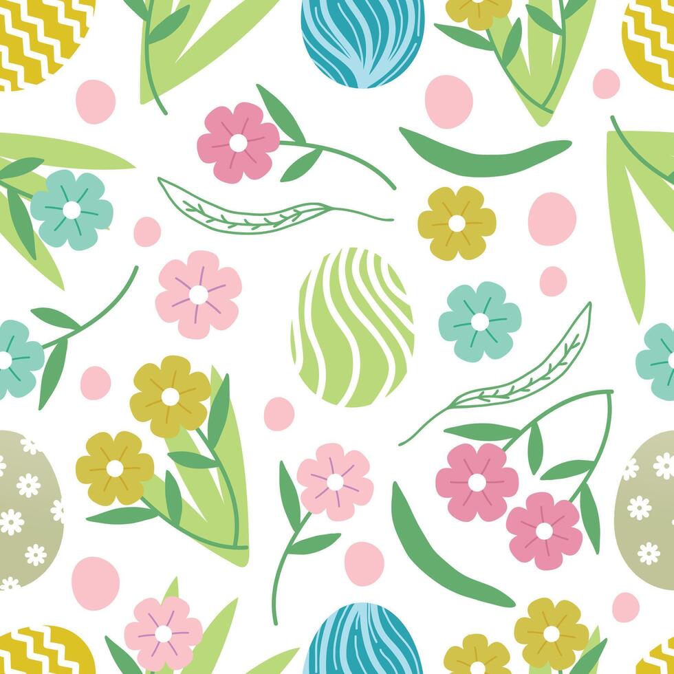 Seamless pattern of hand-drawn Easter Day flat design. Vector illustration.