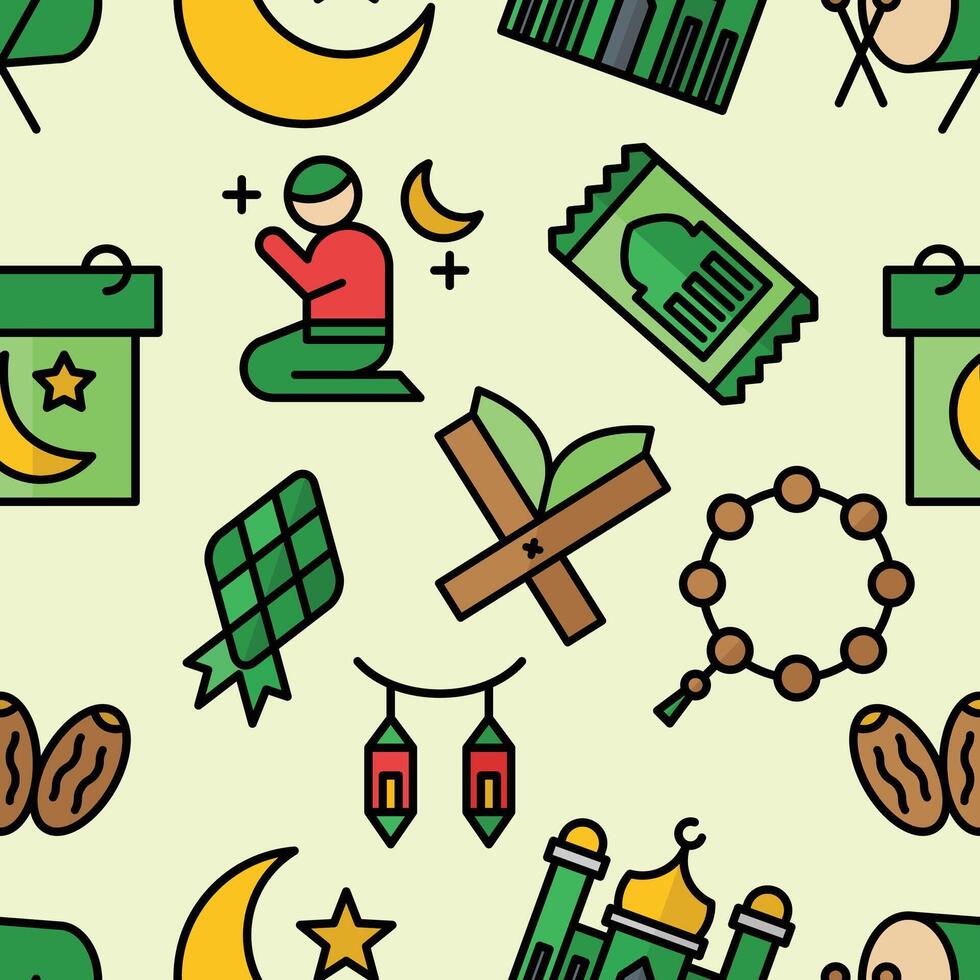 Seamless pattern Ramadan Kareem elements background vector illustrations