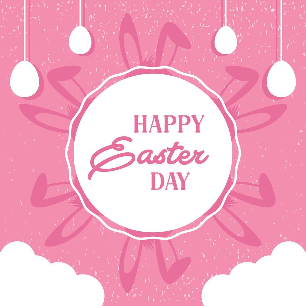 Easter Day greetings hand-drawn social media post. Vector illustration
