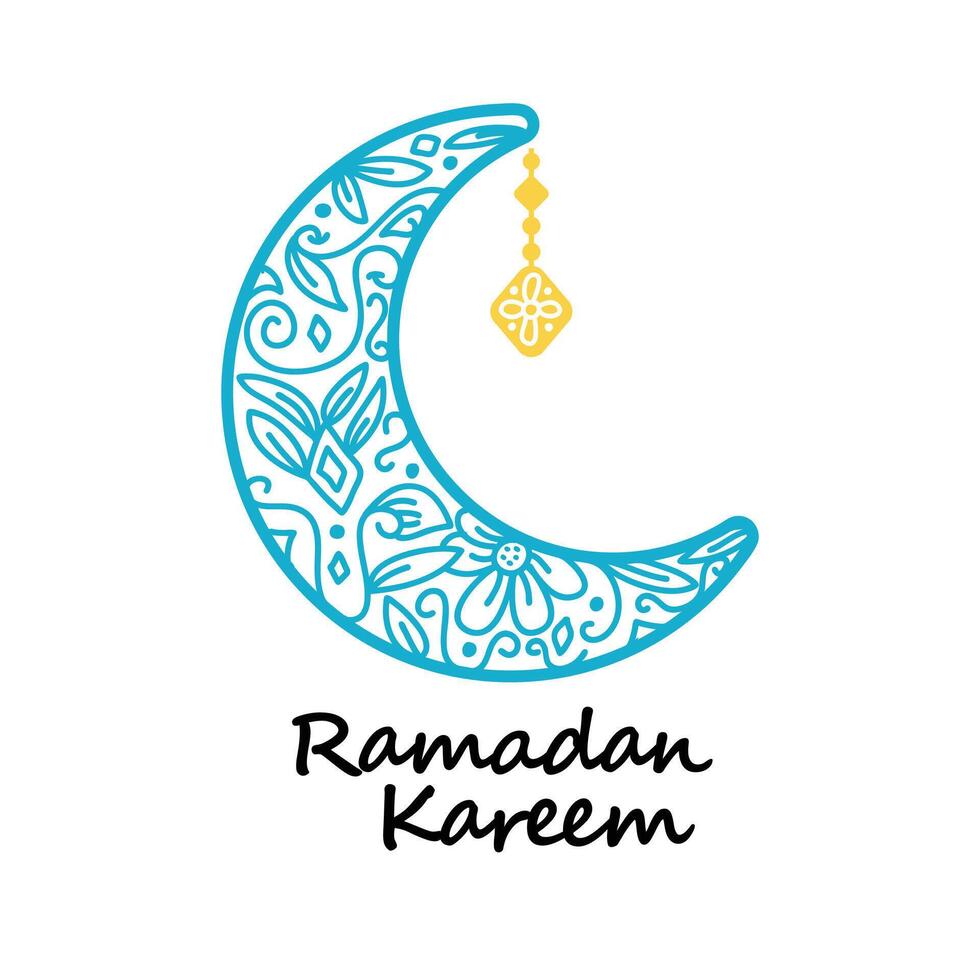 Ramadán kareem con creciente Luna antecedentes ilustración vector