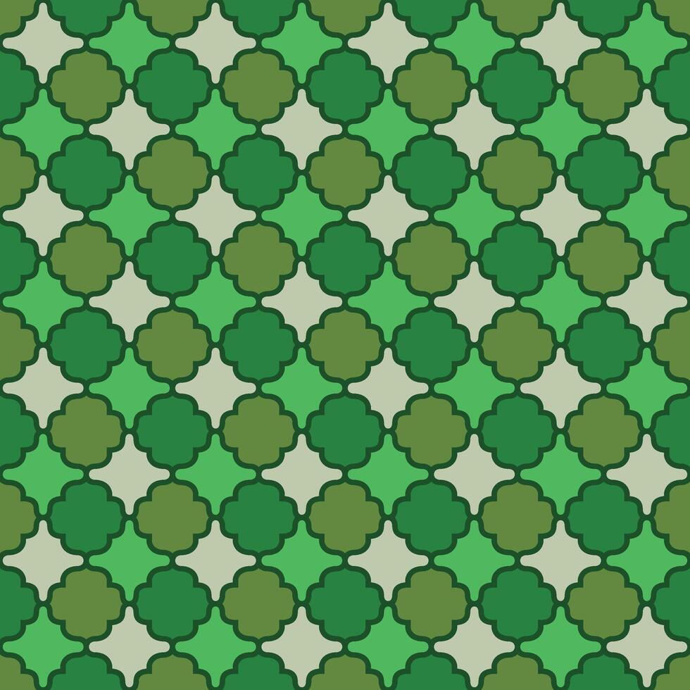 Islamic argyle seamless design of lantern lattice - shaped tiles in natural green color vector