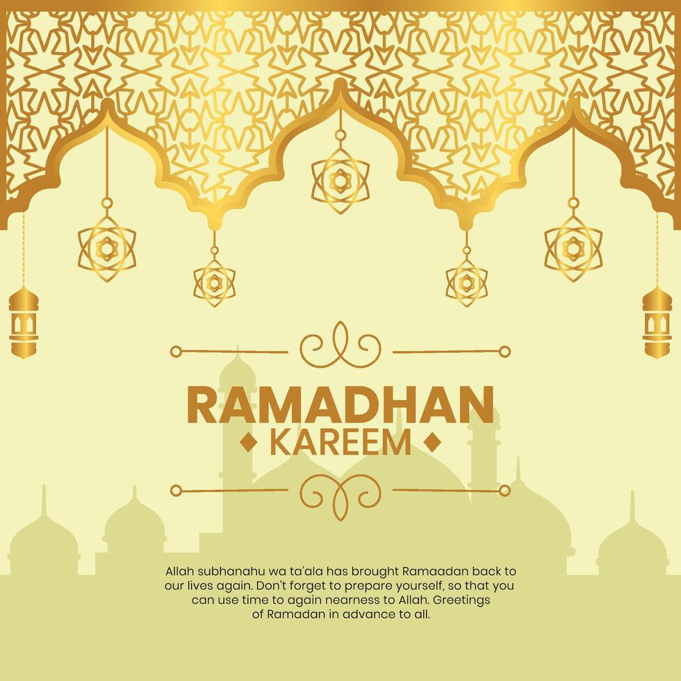 Ramadan kareem golden social media post vector