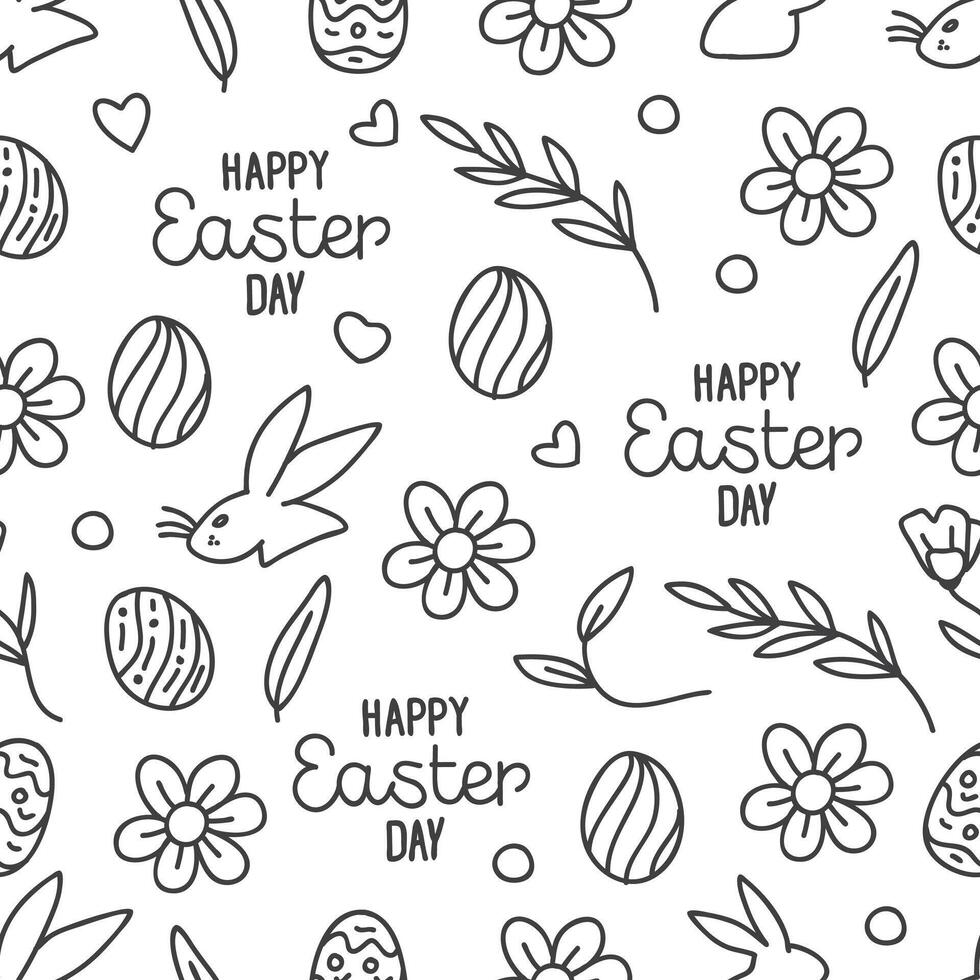 Seamless pattern  hand-drawn line  of Easter Day. Vector illustration