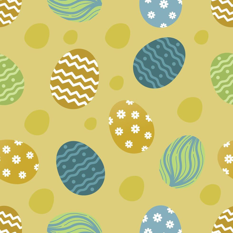 Seamless pattern of hand-drawn eggs, Easter Day background vector