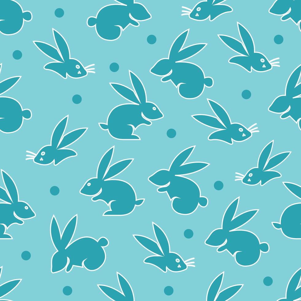 Seamless hand-drawn Easter Day pattern on a blue background. Vector illustration