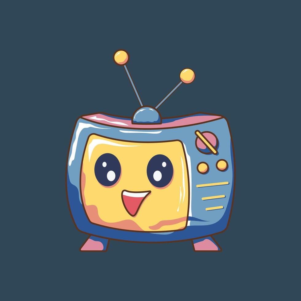 Vector illustration of cute television technology device.