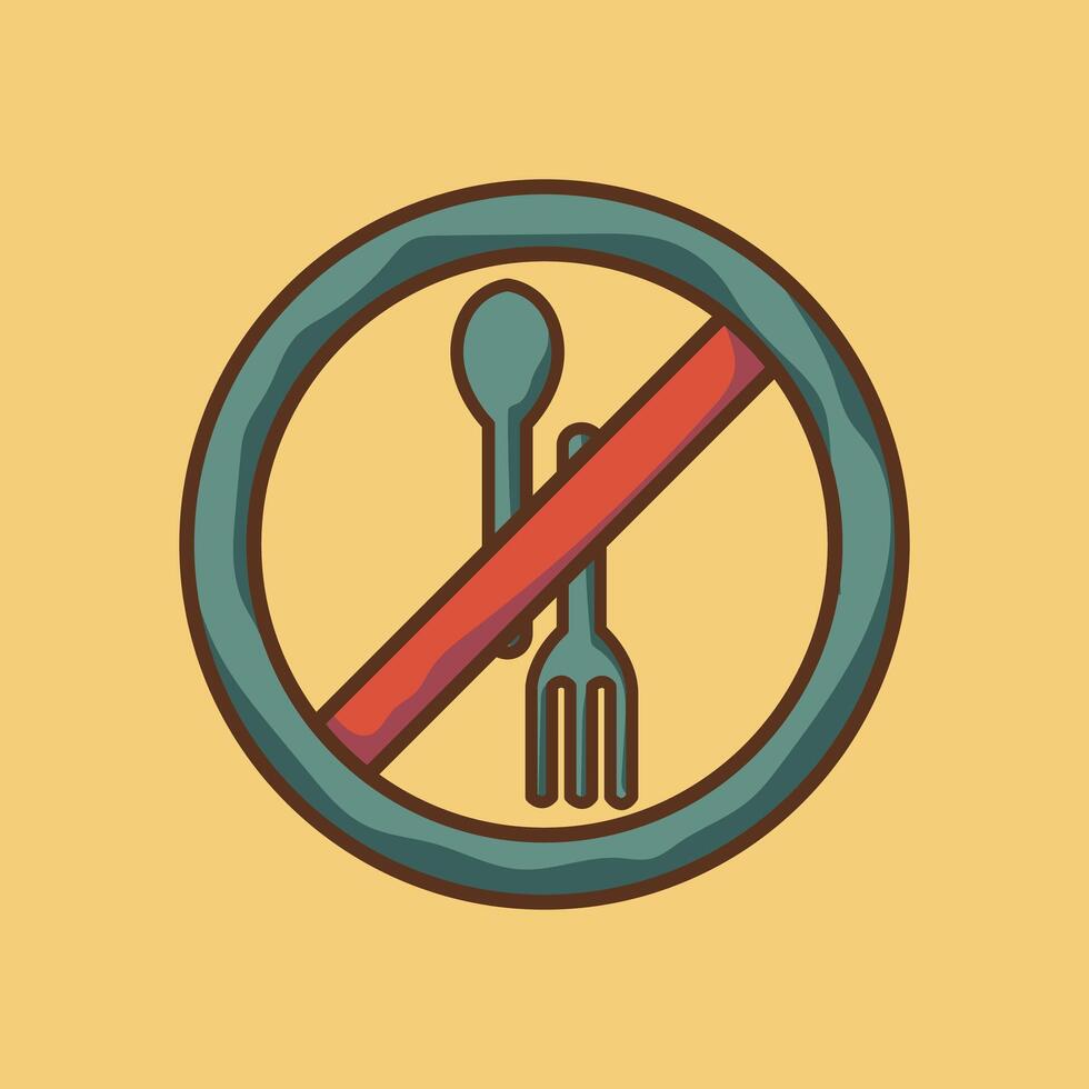 Vector graphic illustration of elements of Islamic Ramadan eating prohibited. Suitable for Islamic nuanced design needs