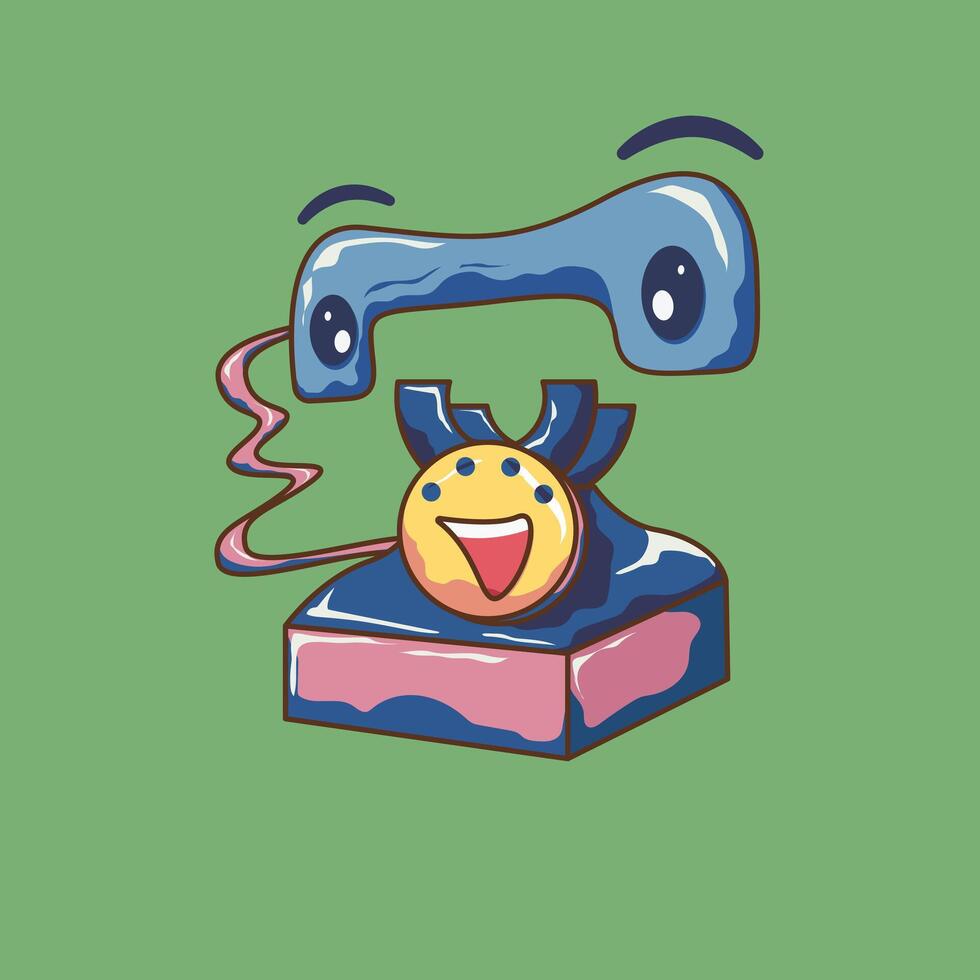 Vector illustration of cute vintage landline technology device.