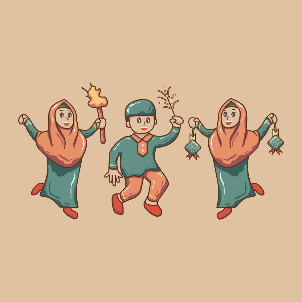 Islamic Ramadan character activity vector graphic illustration. Suitable for Ramadan design needs 07