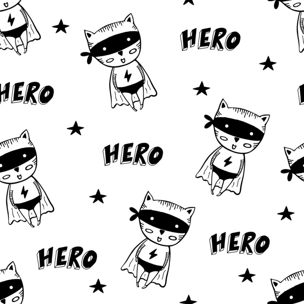 Seamless pattern with cartoon superheroes. vector