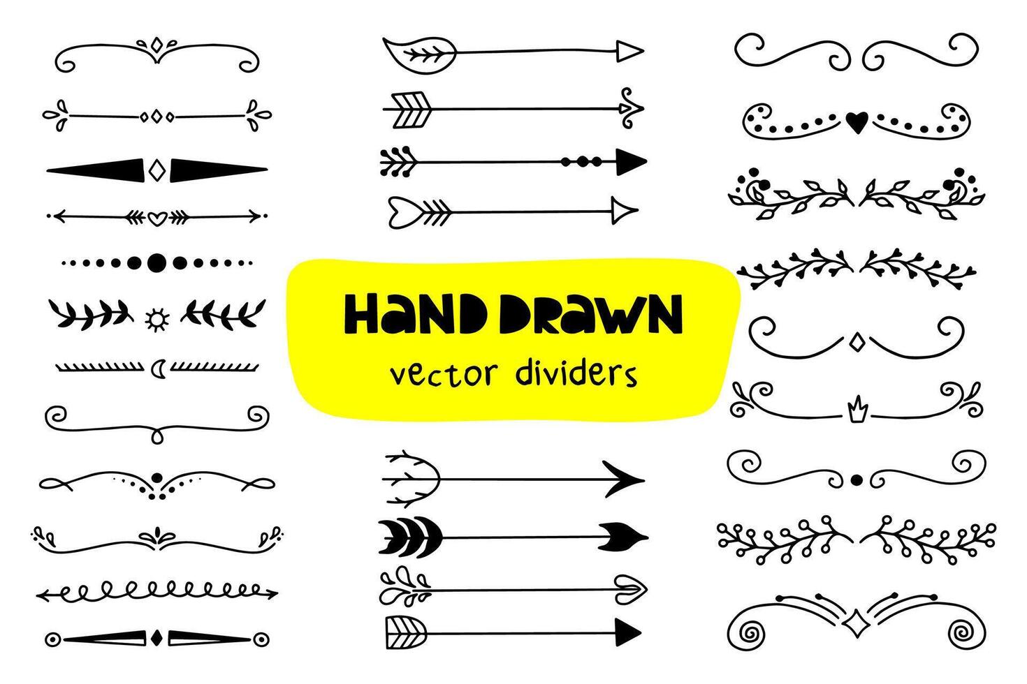 Set of hand drawn vector dividers.