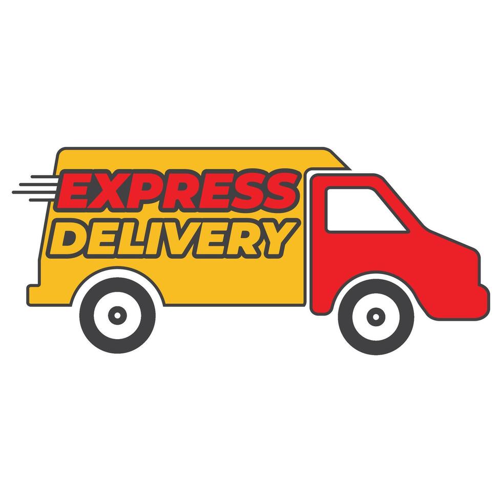 Express delivery business sale label design with covered van vector