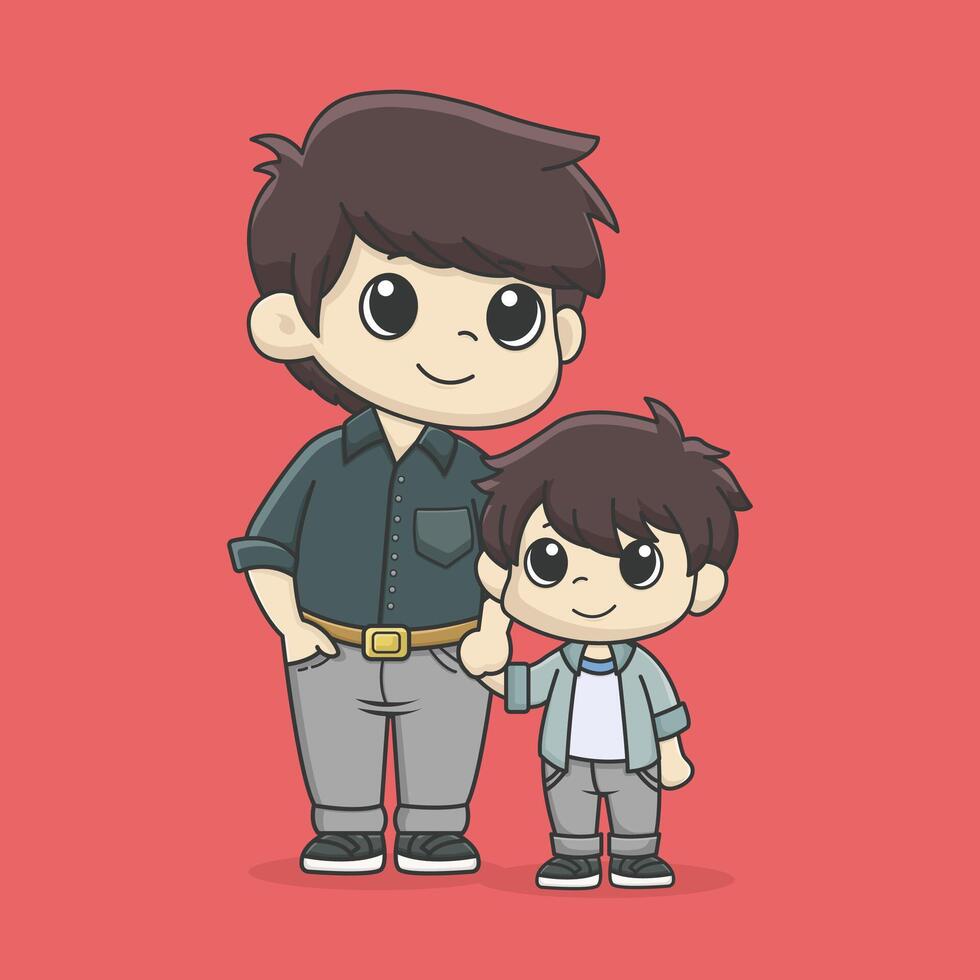 father and son cute cartoon vector