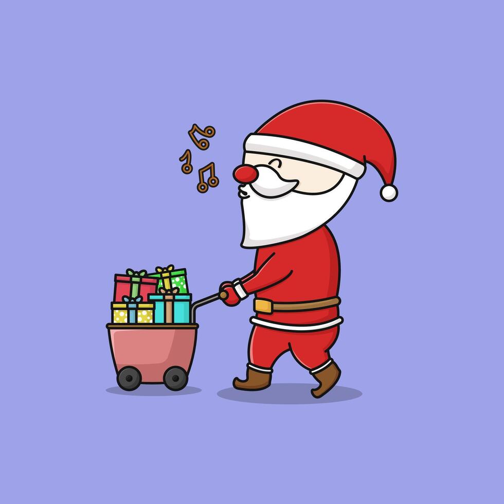 cartoon santa claus shopping for christmas gifts vector