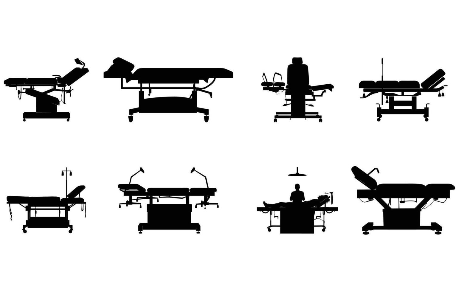 médico operando mesa silueta , operando mesa glifo icono vector, vector