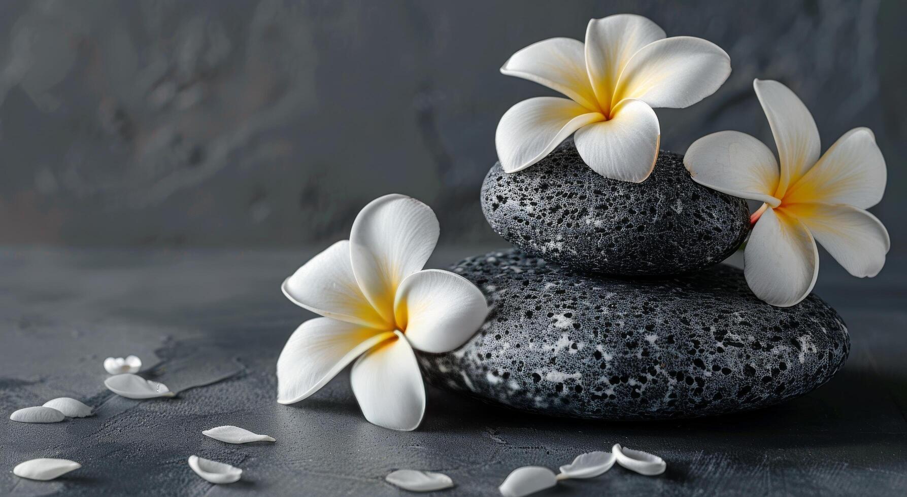 AI generated Rocks With Flowers on Top photo
