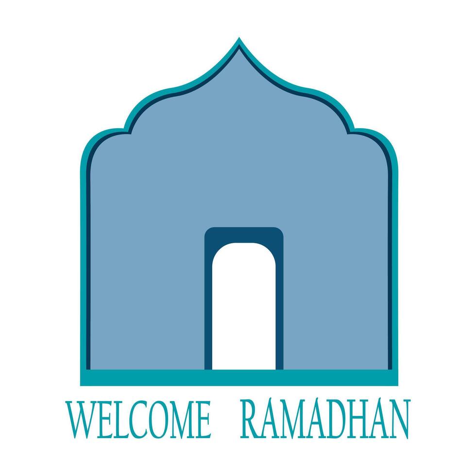 ramadhan Bienvenido logo, mezquita Hazme símbolo en blanco antecedentes vector