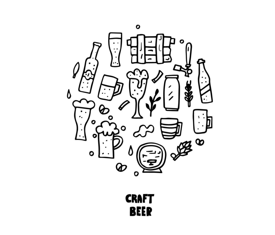 Craft beer elements set. Vector illustration.