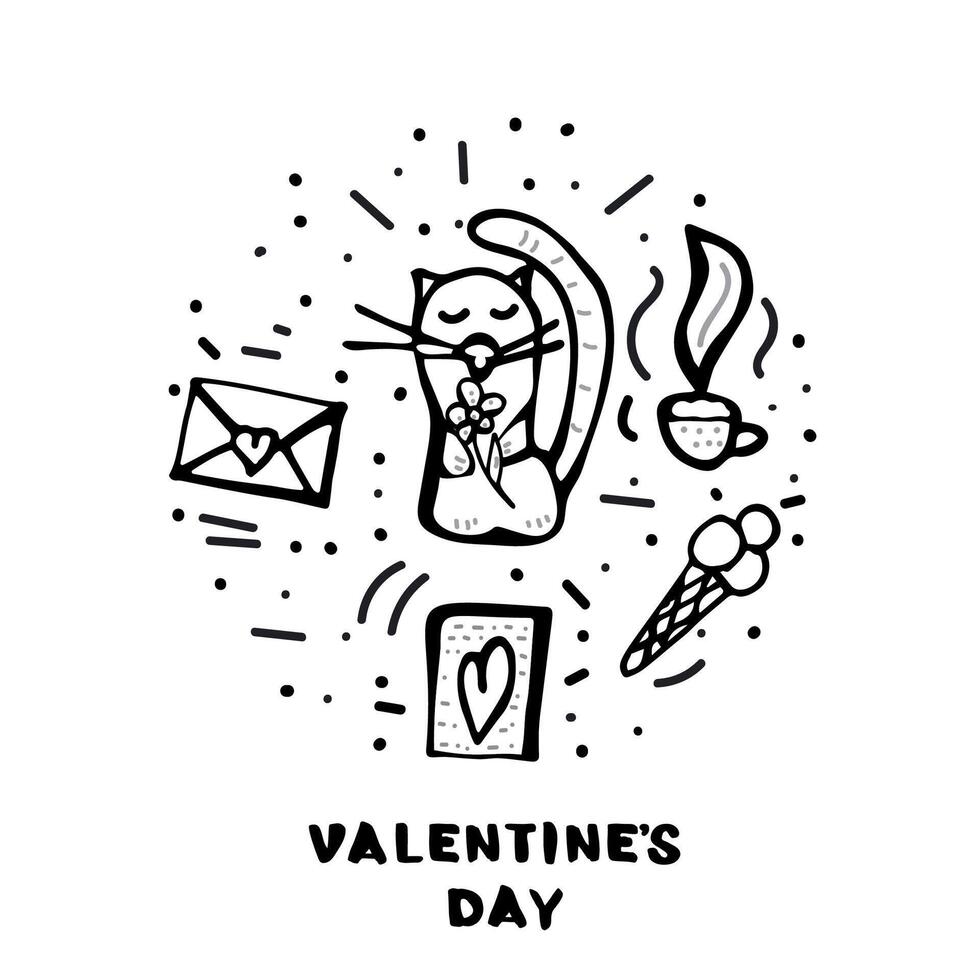 Happy Valentines Day card. Vector illustration.