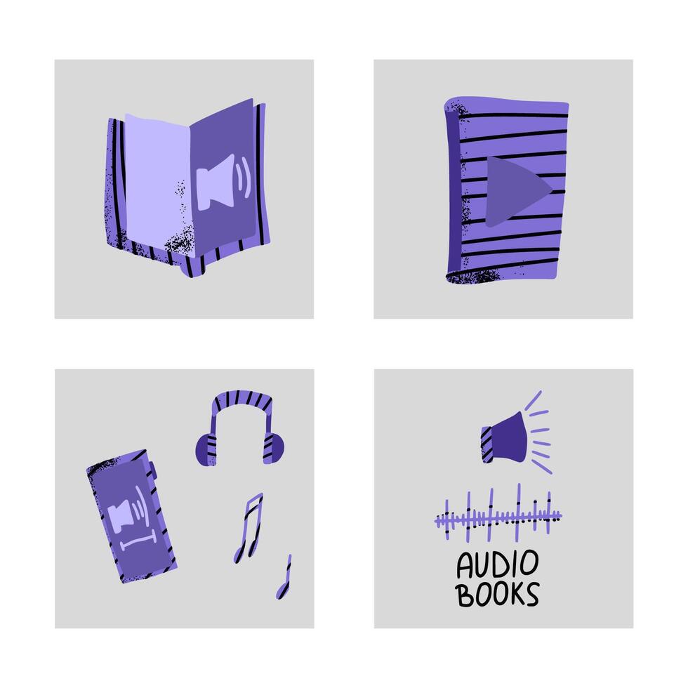 conjunto de audio libros simbolos vector ilustración.