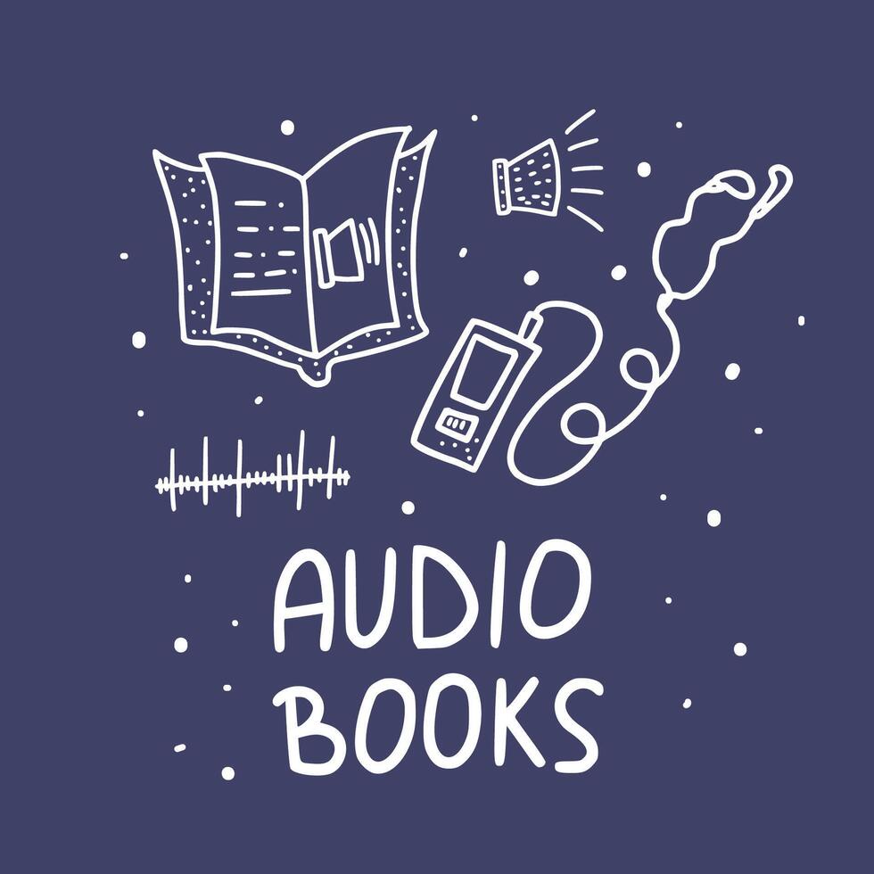 Set of audio books symbols. Vector illustration.