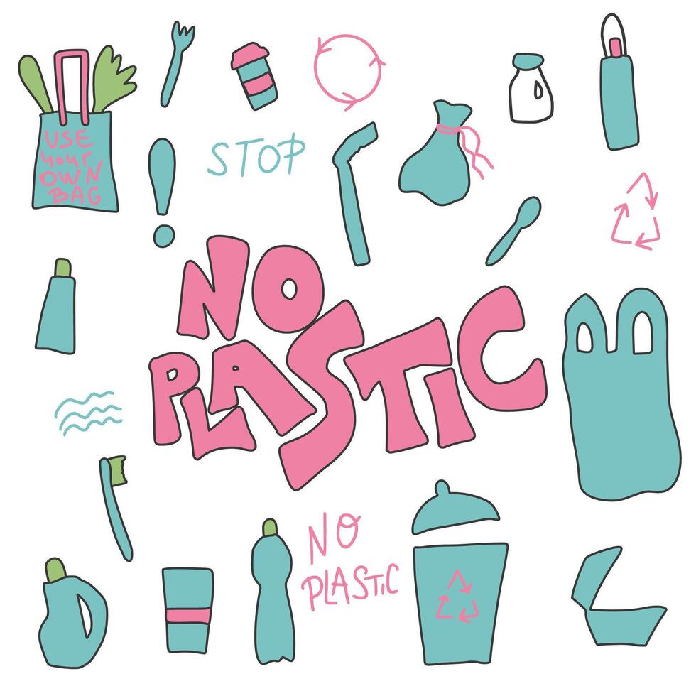 No plastic concept. Vector design illustration.