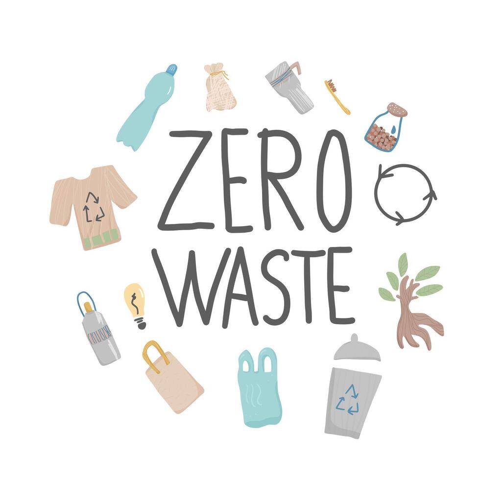 Zero waste concept quote. Vector illustration.