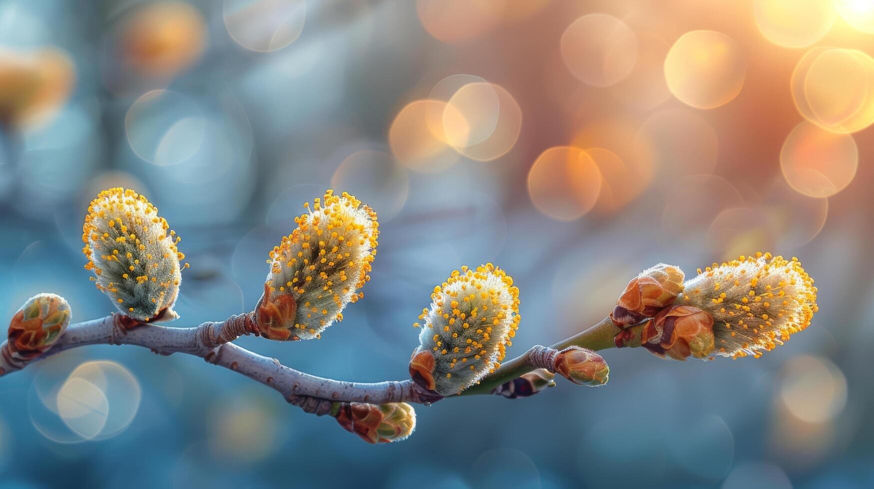 AI generated Close Up of a Tree Branch With Buds photo