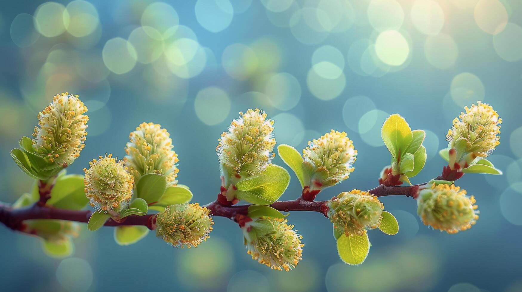 AI generated Branch of Tree With Yellow Flowers photo