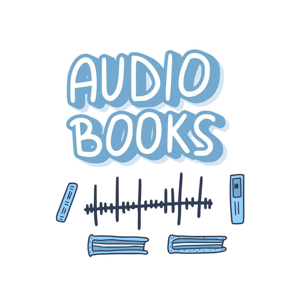 Set of audio books symbols. Vector illustration.