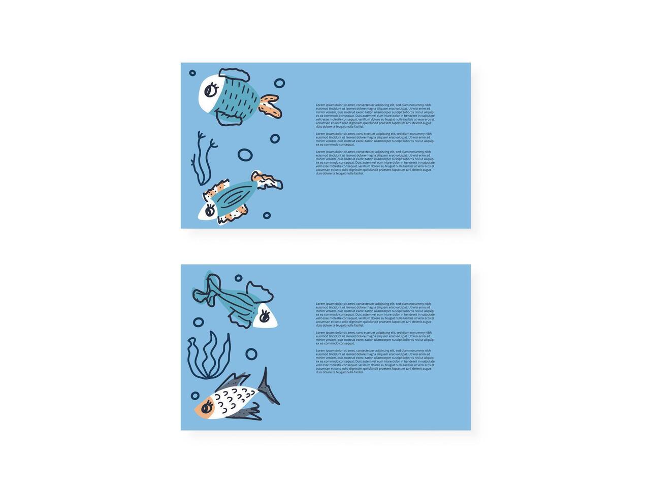 Vector fish collection isolated in doodle style.
