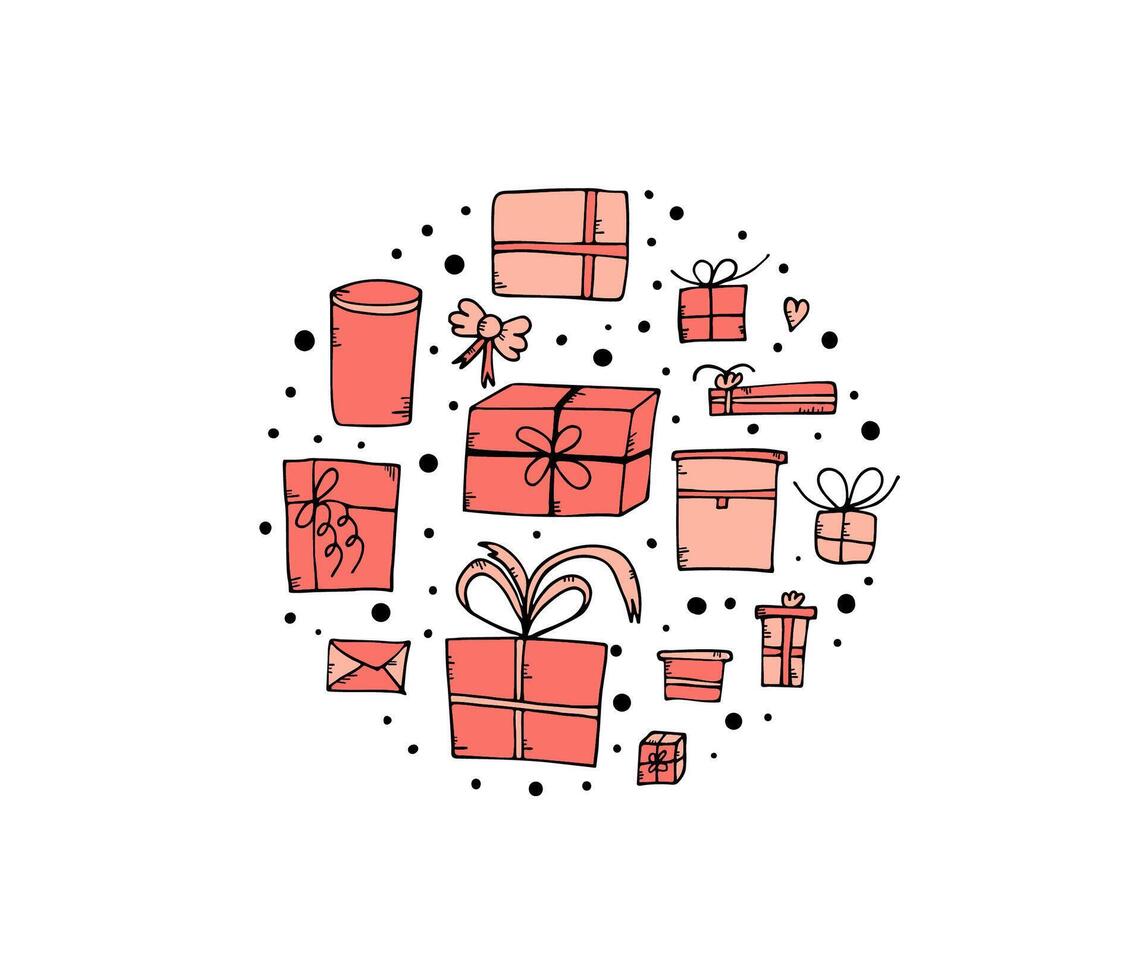 Set of gift boxes. Vector illustration.