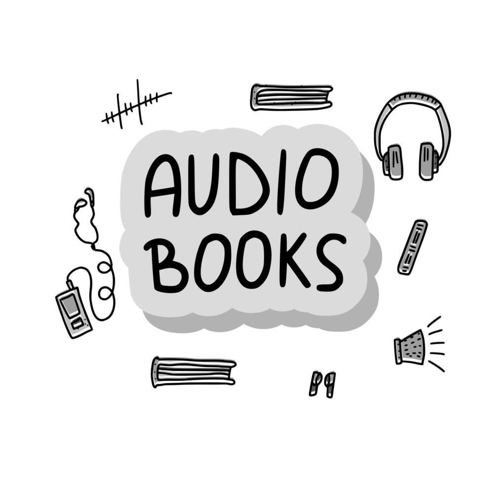 Set of audio books symbols. Vector illustration.