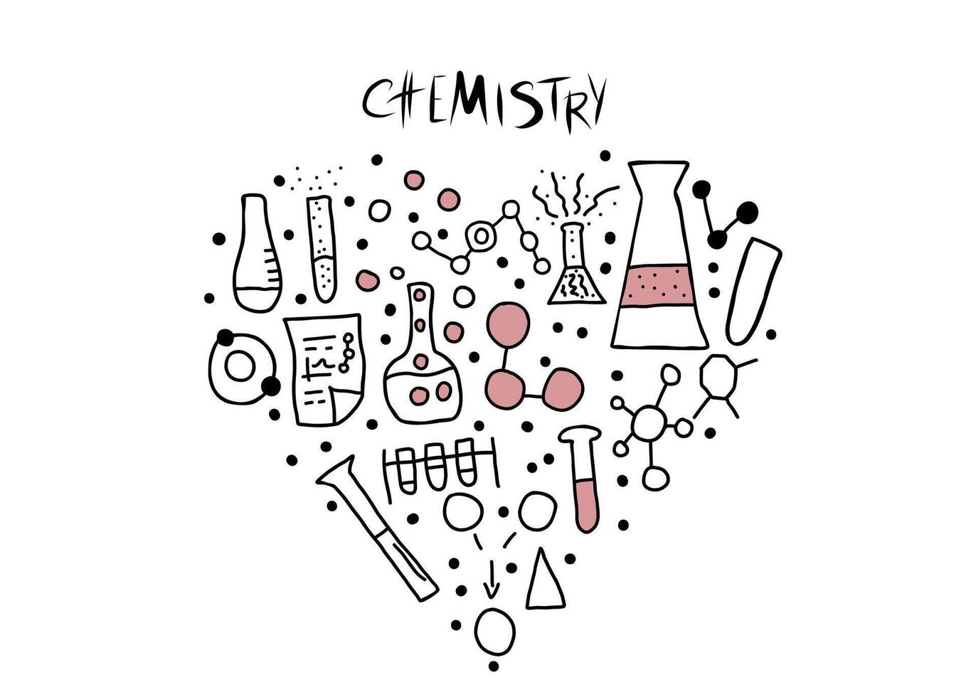 Chemistry doodle objects set. Vector illistration.